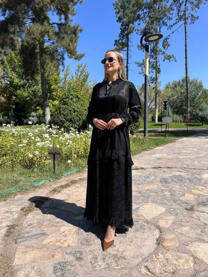 Misswhence 38805 Gökkuşağı Cupro Jakar Elbise