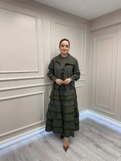 Misswhence 38807 Haki Ceketli İkili Elbise