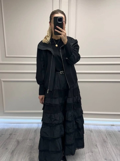 Misswhence 38807 Siyah Ceketli İkili Elbise