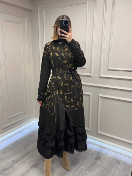 Misswhence 38810 Kahverengi İkili Elbise