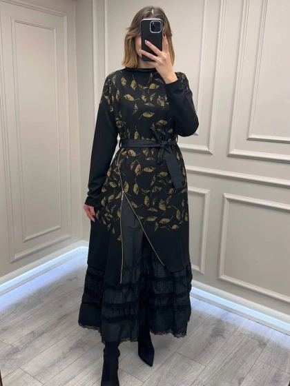 Misswhence 38810 Siyah İkili Elbise