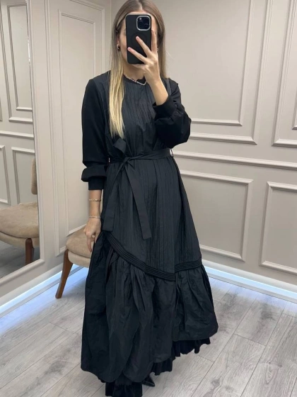 Misswhence 38831 Siyah Tafta Elbise