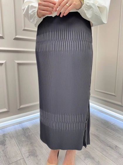 Misswhence 38921 Antrasit Fermuarlı Etek