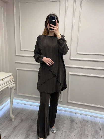 Misswhence 39017 Kahverengi Tunik