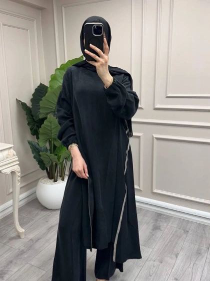 Misswhence 39031 Siyah Fermuar Detaylı Tunik
