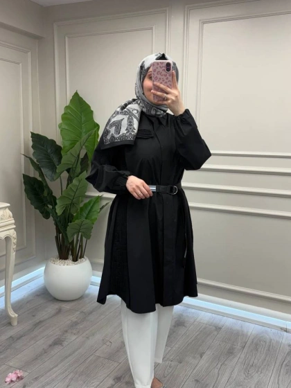 Misswhence 39305 Siyah Kemerli Tunik