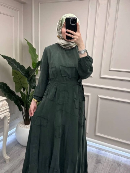 Misswhence 39804 Haki Parça Detaylı Elbise