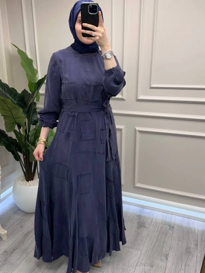 Misswhence 39804 Mor Parça Detaylı Elbise
