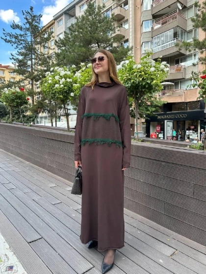 Misswhence MİSS 239 Kahverengi Triko Elbise