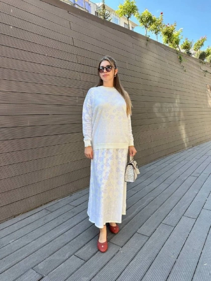 Misswhence MİSS 252-253 Ekru Triko Etekli Takım