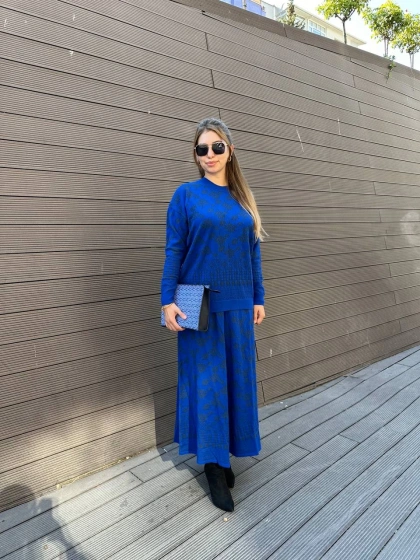 Misswhence MİSS 252-253 Saks Triko Etekli Takım