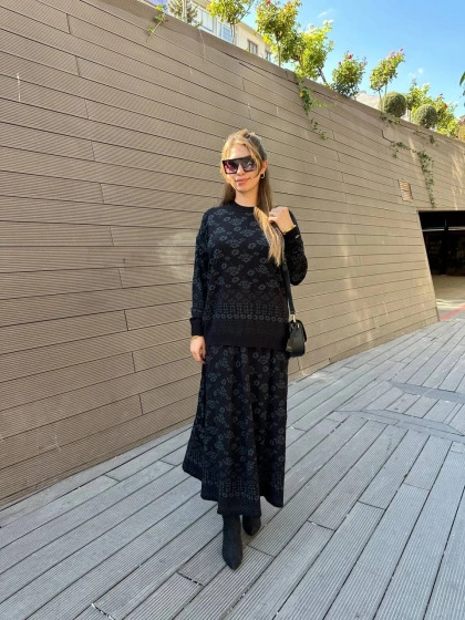 Misswhence MİSS 252-253 Siyah Triko Etekli Takım