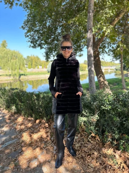 Ncl 23531 Siyah Kısa Peluş Şişme Yelek