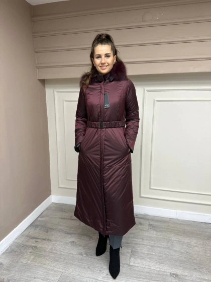 Ncl 23560 Siyah-Vişne Çift Taraflı Kemerli Parka