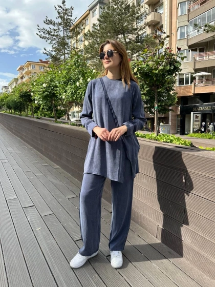 Nihle 8188 Lacivert Pantolonlu İkili Takım