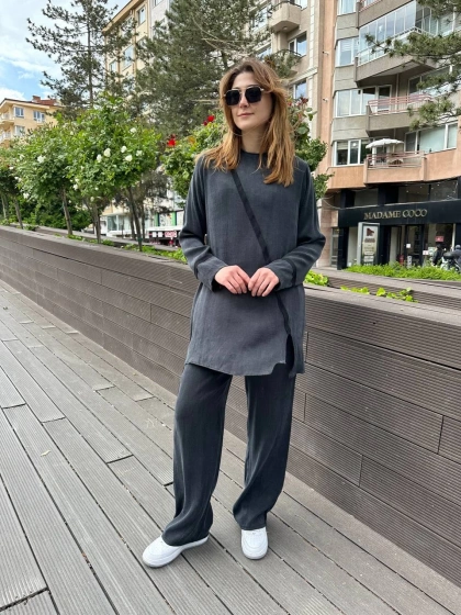 Nihle 8188 Siyah Pantolonlu İkili Takım