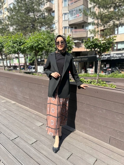 Noi 64335 Siyah Puf Scuba Üstten Dikişli Blazer Ceket