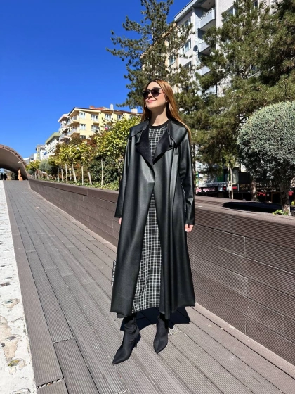 Noi 74316 Siyah Deri Arkası Kemerli Kap