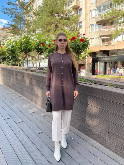 Nuss Triko 25K300 Kahve Kısa Triko Hırka