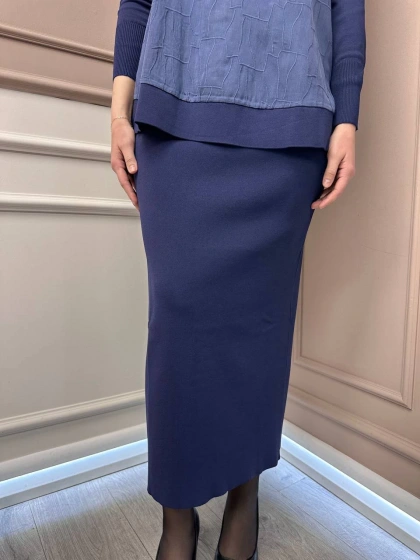 Nuss Triko 25K013 İndigo Merserize Triko Etek