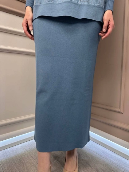 Nuss Triko 25K013 Mavi Merserize Triko Etek