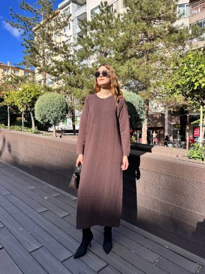 Nuss Triko 25K1414 Kahve Triko Elbise