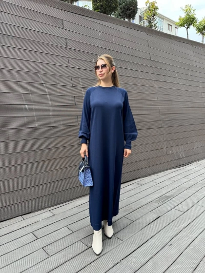 Nuss Triko 25K518 Lacivert Triko Düz Elbise