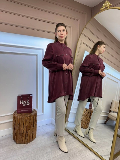 Nuss Triko 25K6007 Mürdüm Çıtçıt Detaylı Kap