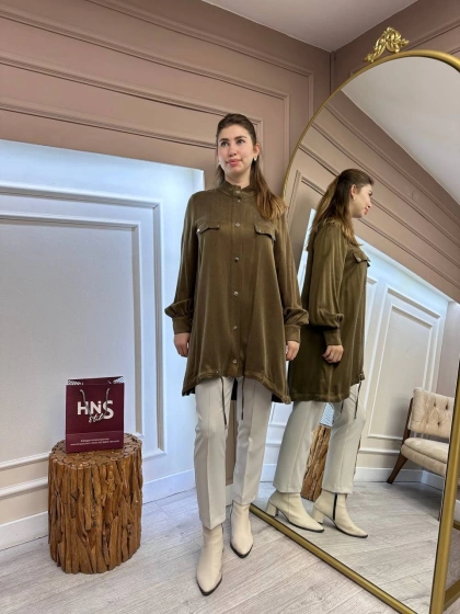 Nuss Triko 25K6007 Sütlü Kahve Çıtçıt Detaylı Kap