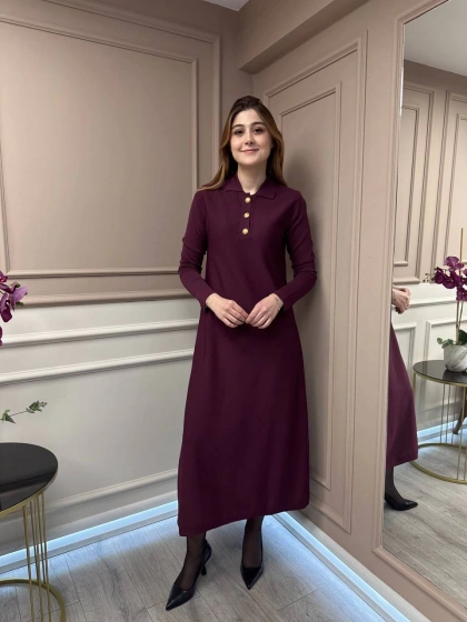 Nuss Triko 25Y1422 Bordo Elbise