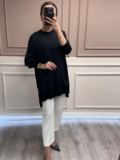 Nuss Triko 25Y3009 Siyah Tunik