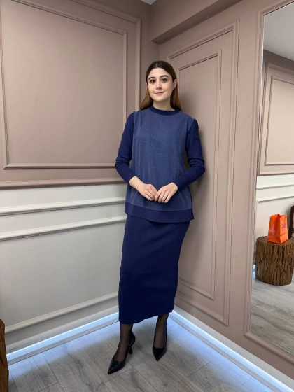 Nuss Triko 25Y3012 Lacivert Tunik