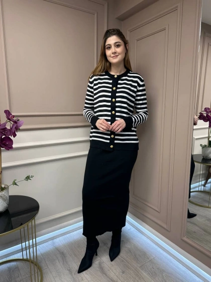 Nuss Triko 25Y306 Siyah Hırka