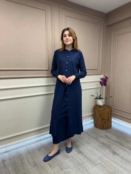 Nuss Triko 25Y512 Lacivert Triko Uzun Hırka