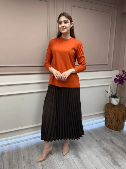 Nuss Triko 25Y902 Kiremit Önü Kısa Arkası Uzun Tunik