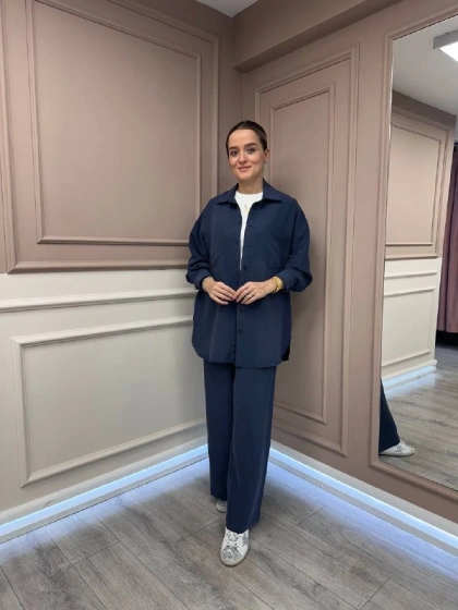 Nuss Triko 26K1021 Lacivert Cep Detaylı İkili Takım