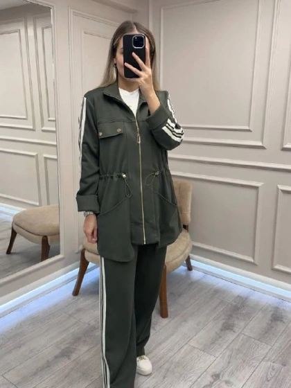 Nuss Triko 26K1043 Haki Fermuarlı Takım