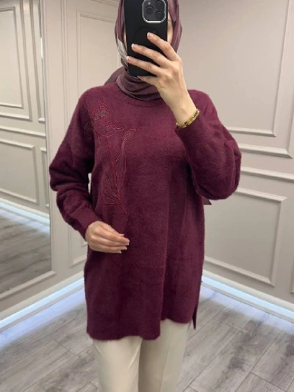 Nuss Triko 26K7004 Bordo Angora Kazak