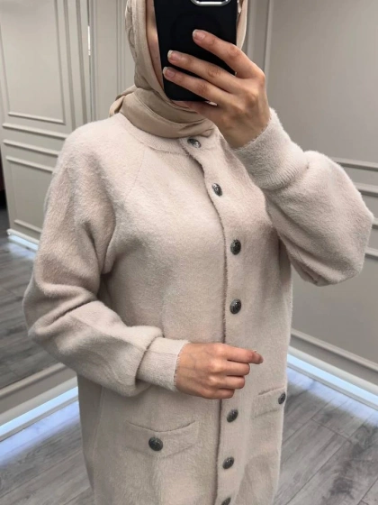 Nuss Triko 26K7008 Taş Angora Hırka