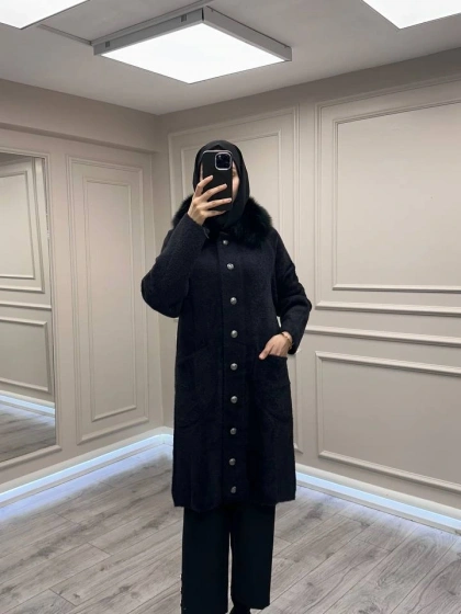 Nuss Triko NS-26K7011 Siyah Angora Kaban