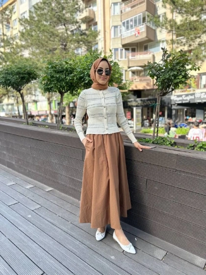 Qooq 24SS510 Camel Keti Etek