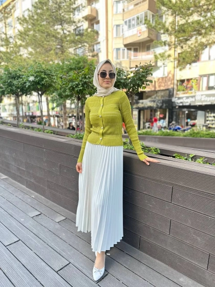 Qooq 24SS699 Oil Triko Hırka