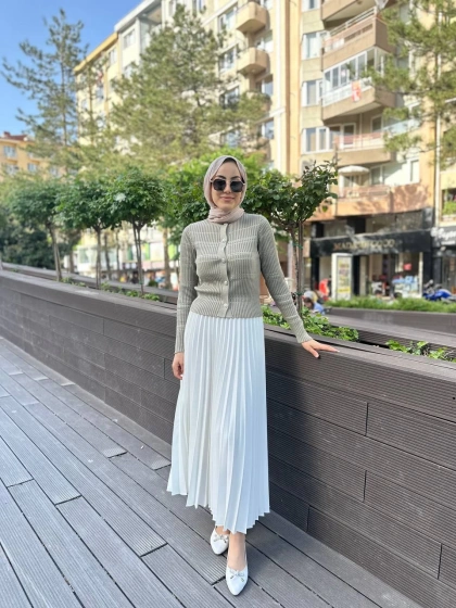 Qooq 24SS699 Vizon Triko Hırka