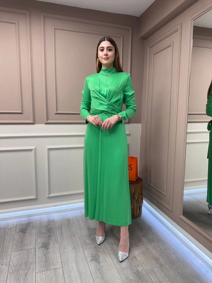 Senna 3053S23 Yeşil Inpeza Elbise