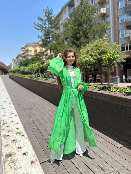 Senna 4009S23 Yeşil Noodira Abaya