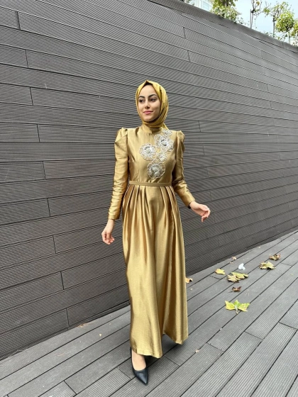 Senna SD241041030035 Gold Antique Flowers Abiye