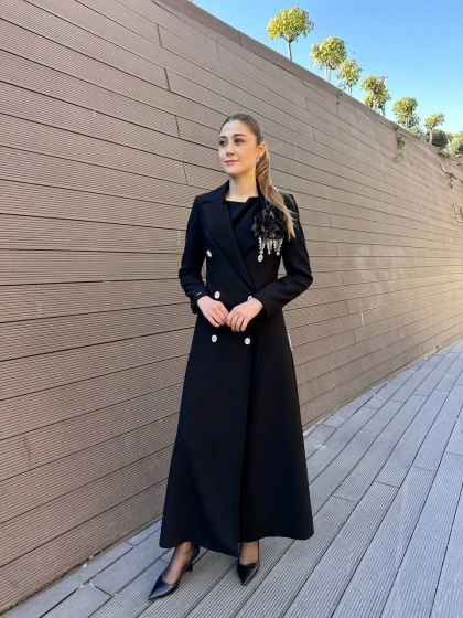 Senna SD241041030080 Siyah Rose Stone Abiye