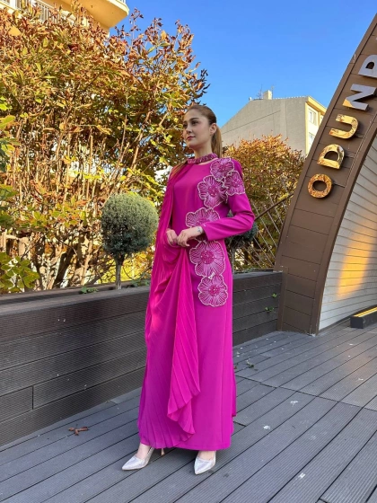 Senna SD242042030043 Fuşya Rosalin Abiye