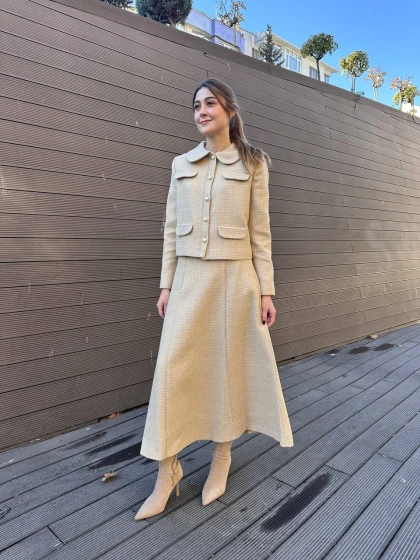 Senna SD251051040021 Bej Aurora Ceket Etek Takım