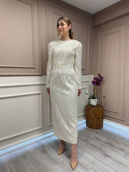 Tiara 261248 Ekru Taşlı Abiye